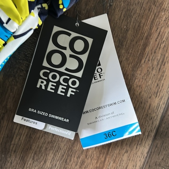 NWT Coco Reef Tankini Floral Top Size 36 C Rollover Bottom Size Medium High Rise - Picture 6 of 16